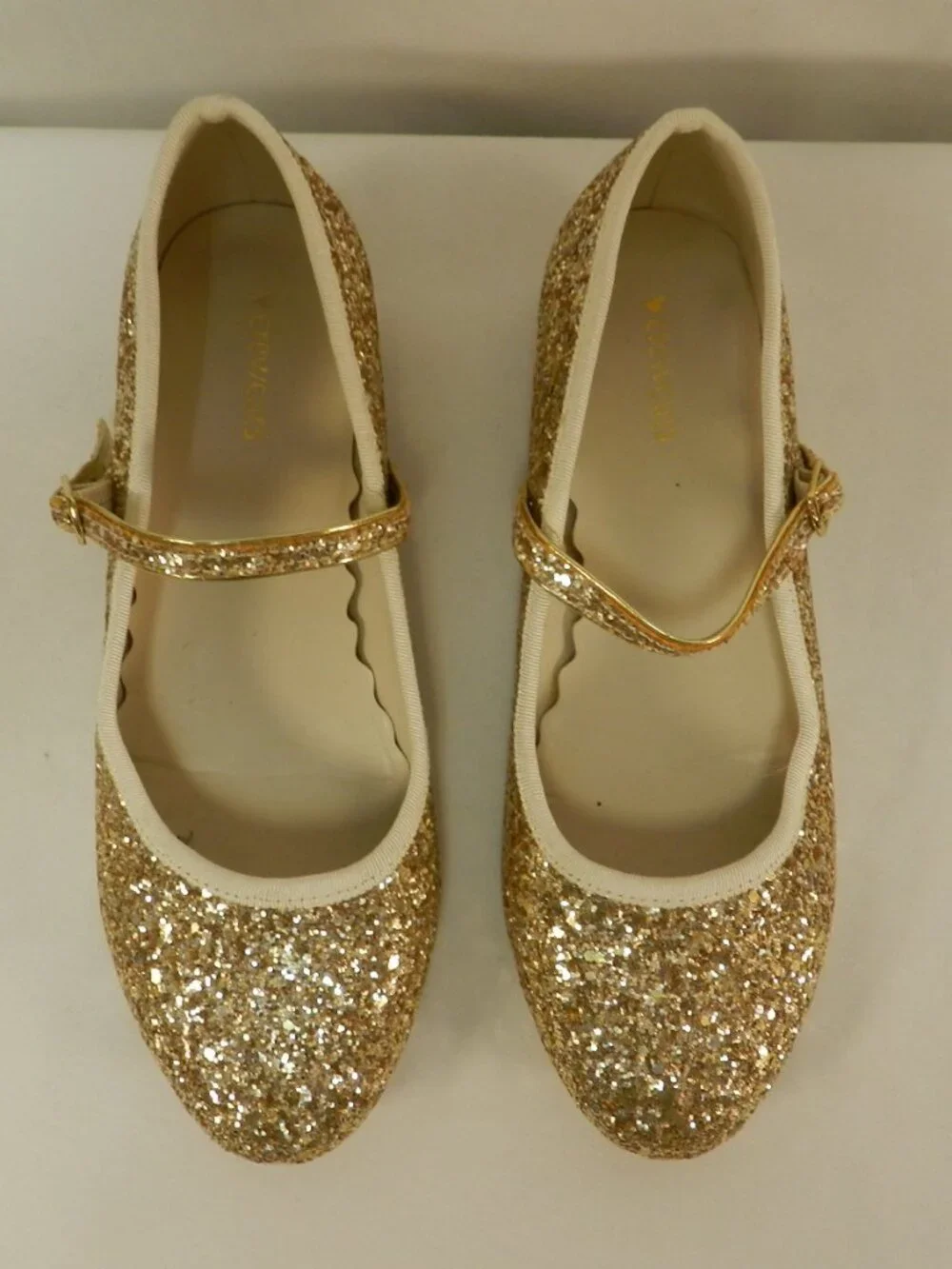 Crewcuts Glitter Gold & Silver Mary Jane shoes J. Crew Girls Occasion Size Sz 5